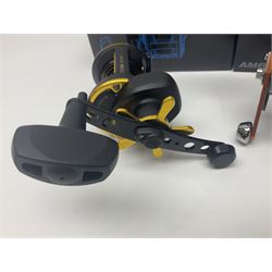 Three multiplier spool sea fishing reels, to include Swedish Abu Ambassaduer 700c Black, with spare spool, Swedish Abu Garcia Ambassadeur 6500 C3 CT MAG and Penn 515 MAG2, all boxed