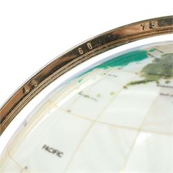 Illuminating semi-precious stone set globe, H50cm