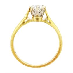 18ct gold diamond ring, eight claw set with a single round brilliant cut diamond of 0.49 carat, London 1973