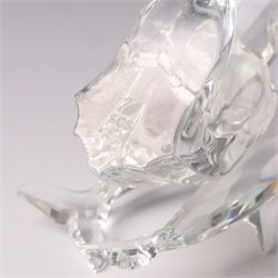 Mats Jonasson Signature Collection glass dolphin, two Caithness glass vases with dolphin decoration, Bohemia glass dolphin, Swarovski dolphin and other dolphin items