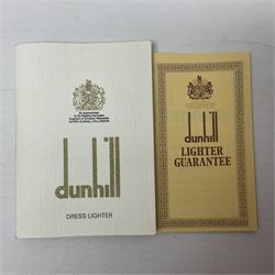 Dunhill gold plated dress lighter, in original fitted case with paperwork, together with a Dunhill rolagas lighter