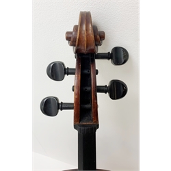  Mid-19th century German cello with 76cm two-piece maple back and ribs and spruce top, bears label Franz Janisch, Wein, VII Neubrugasse 184(?), 124cm overall, in modern soft carrying case   