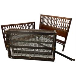 Edwardian mahogany 5' Kingsize bedstead, the head and footboard with moulded frames and overlapping x slatted panels, with sprung bed base