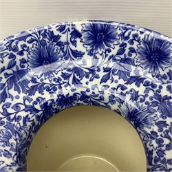 Doulton Burslem vase with fluted rim, in the Gloire-de-Dijon pattern H31cm