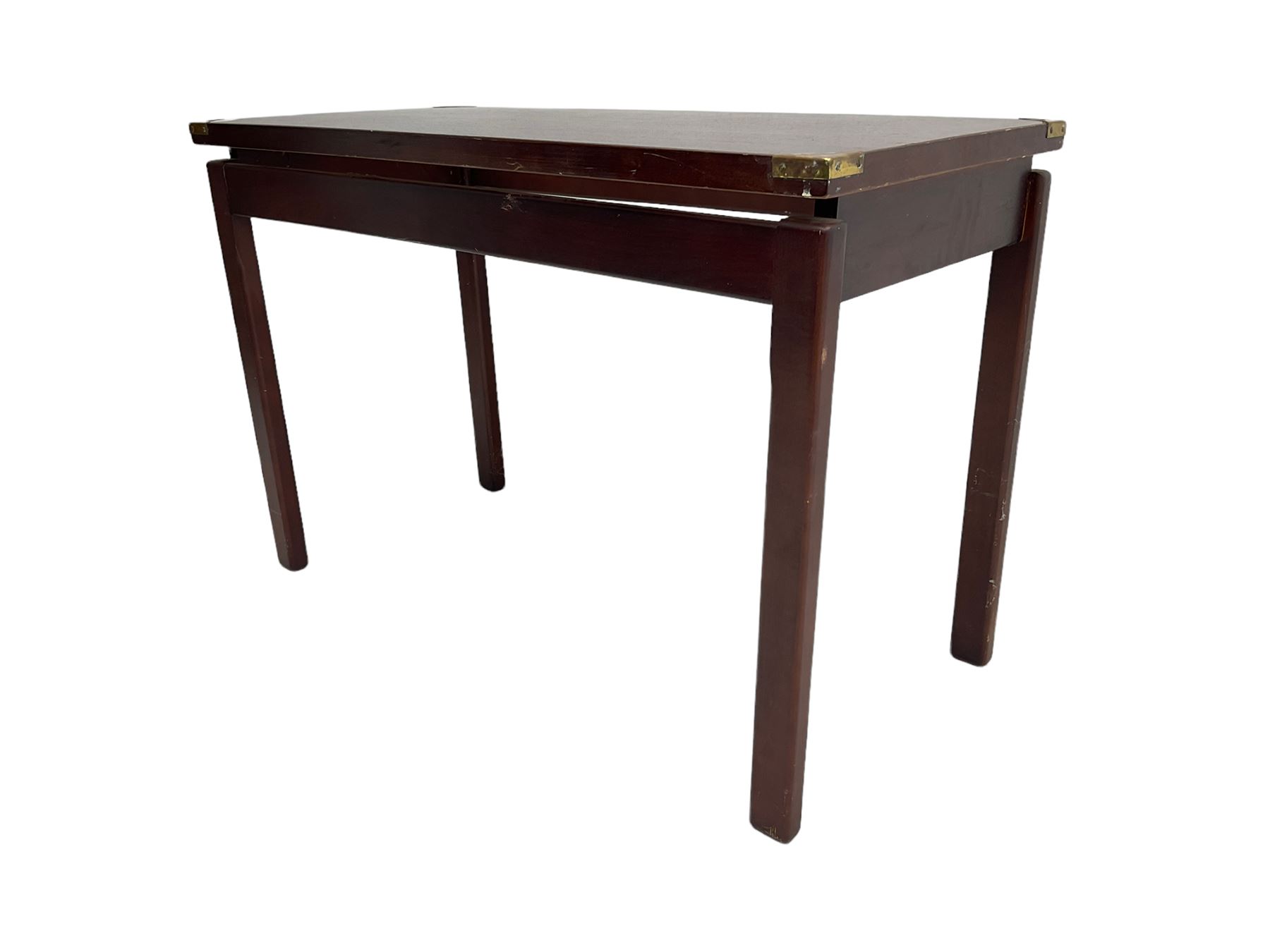 Military style mahogany side table with brass mounts
