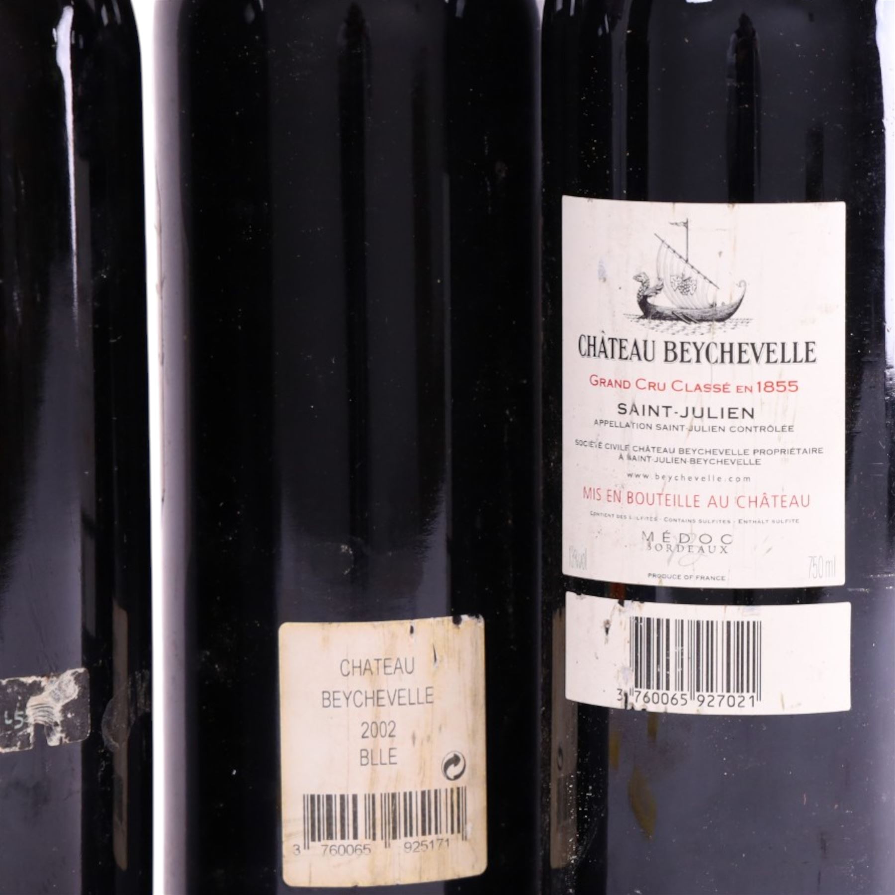 Chateau Beychevelle, 1993, 2002, 2003 Saint-Julien, five bottles, 750ml, various proof