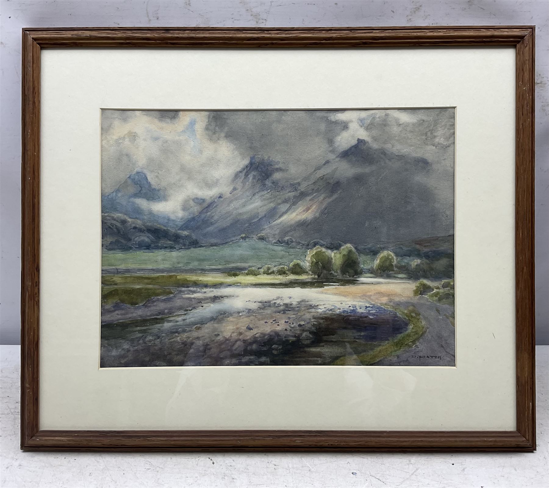 Edward Horace Thompson (AKA Donald A Paton) (British 1879-1949): Highland River Landscape, watercolour signed 27cm x 37cm 
Notes: Thompson used the name Donald Paton when he painted Scottish scenes, presumably for a different agent than the name he used for his more common Lake District views.