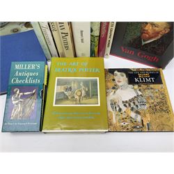 Collection of antiques reference books, mainly art, including The Pre-Raphaelites, Burne & Jones, Van Gough, The Art of Beatrix Potter, Faberge, Princely Treasures etc