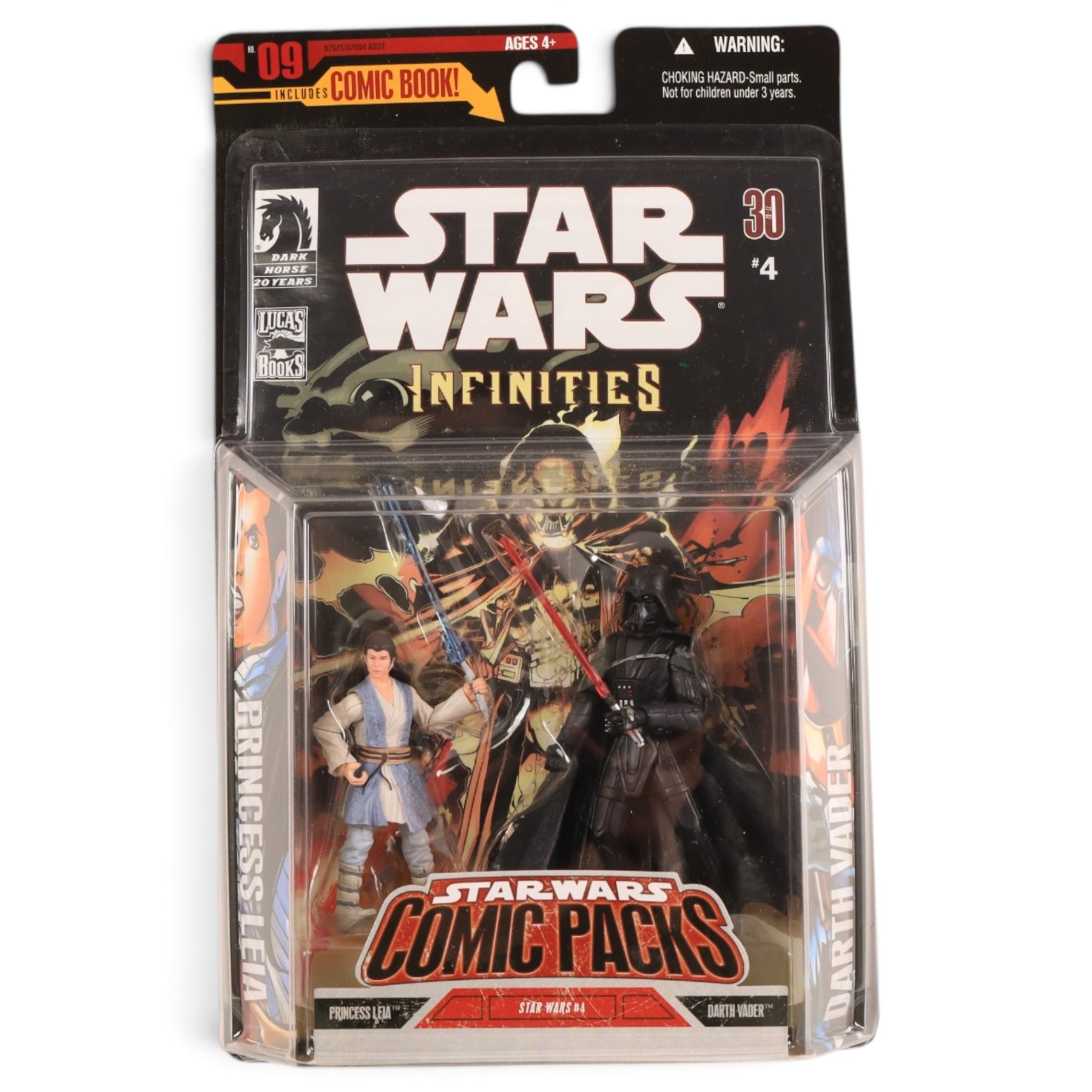 Four Hasbro Star Wars 3.75 inch figure Comic Packs, comprising The Hunt for Aurra Sing #31, Infinities #4, Star Wars Republic #55 and Heir to the Empire #5, all in blister packs
