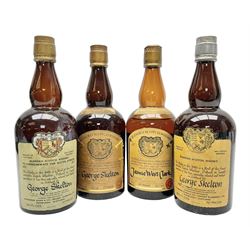 Four bottles of Alander Dunn & Co blended whisky, three for George Skelton and one for Jamie West Clark, of various contents and proof 