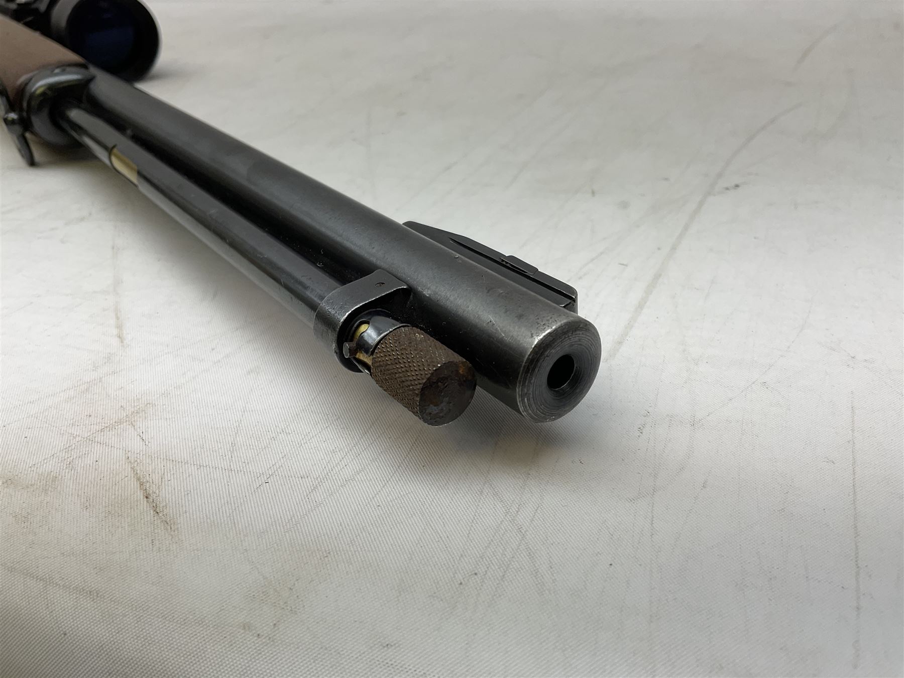 Marlin Model 39A Mountie .22 rim-fire rifle with 51.5cm barrel and under lever action with Bisley 3-9 x 40 variable scope L93cm overall SECTION 1 FIRE-ARMS CERTIFICATE REQUIRED