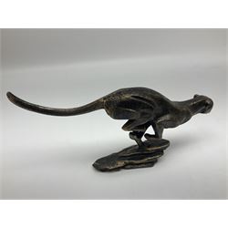 Bronzed cast iron running cheetah, H14cm 