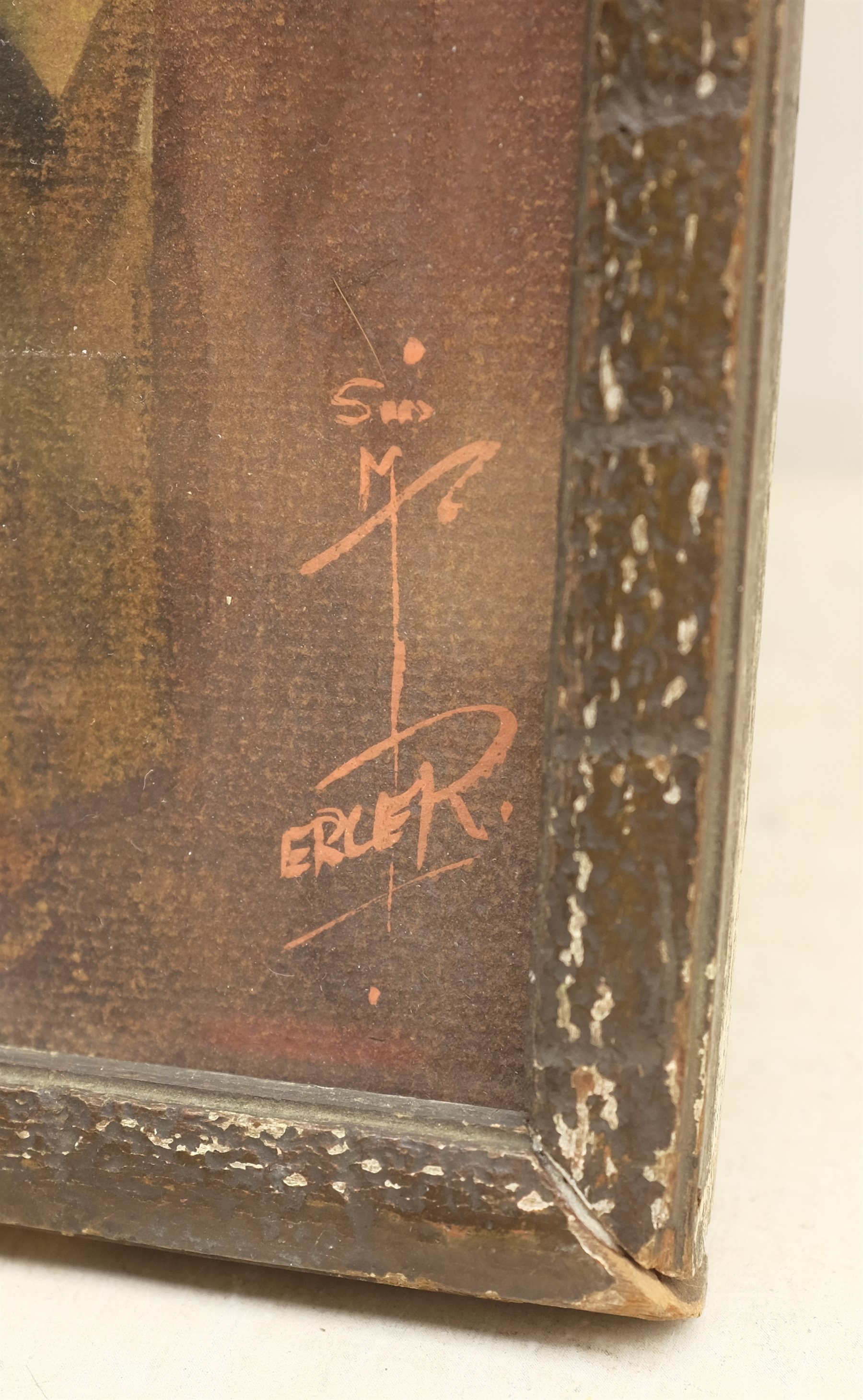 Erler (Early 20th century): Figures in a North African Street, watercolour and gouache indistinctly signed 45cm x 28cm