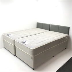  Pair Highgrove Balmoral 3' single divan beds with headboards and mattresses, W92cm, H100cm, L190cm  