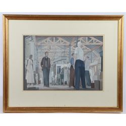 Rod Warbrick (British 1933-): 'St John's Market - Liverpool c.1954', gouache unsigned, titled and attributed verso 34cm x 49cm