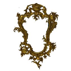 Rococo style ornate cast brass wall mirror