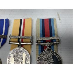 NATO Service Medal with clasp for Former Yugoslavia; together with three copy medals - Iraq Medal with clasp for 19 Mar to 28 Apr 2003 and unfitted rosette; Operational Service Medal with Afghanistan clasp; and QEII Golden Jubilee 2002 medal; all with ribbons (4)