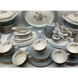 Royal Doulton Rose Elegans pattern tea and dinner wares, to include teapot, fourteen cups and saucers, two milk jug, cream jug, two sucriers, two covered serving dishes, serving platter, etc (98+)