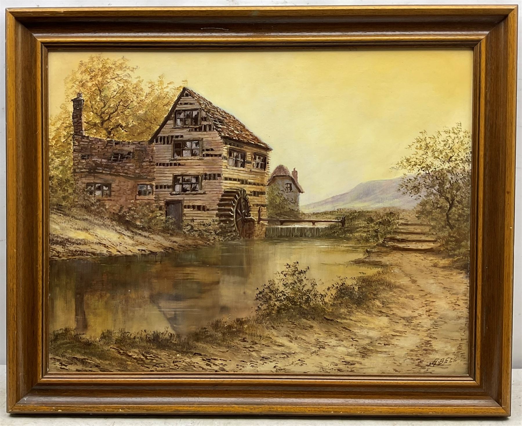 A Bell (British 20th century): The Water Mill, oil on panel signed 50cm x 65cm