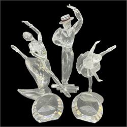 Three Swarovski figures, comprising flamenco dancer, female dancer with certificate and ballerina, tallest H21cm  
