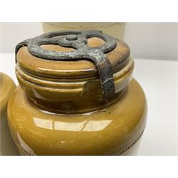 Large 2 gallon stoneware flagon, stamped 'John Soulby Wine Merchant Malton 2 Gall', together with a collection of similar stoneware jars and bottles, largest H40.5cm