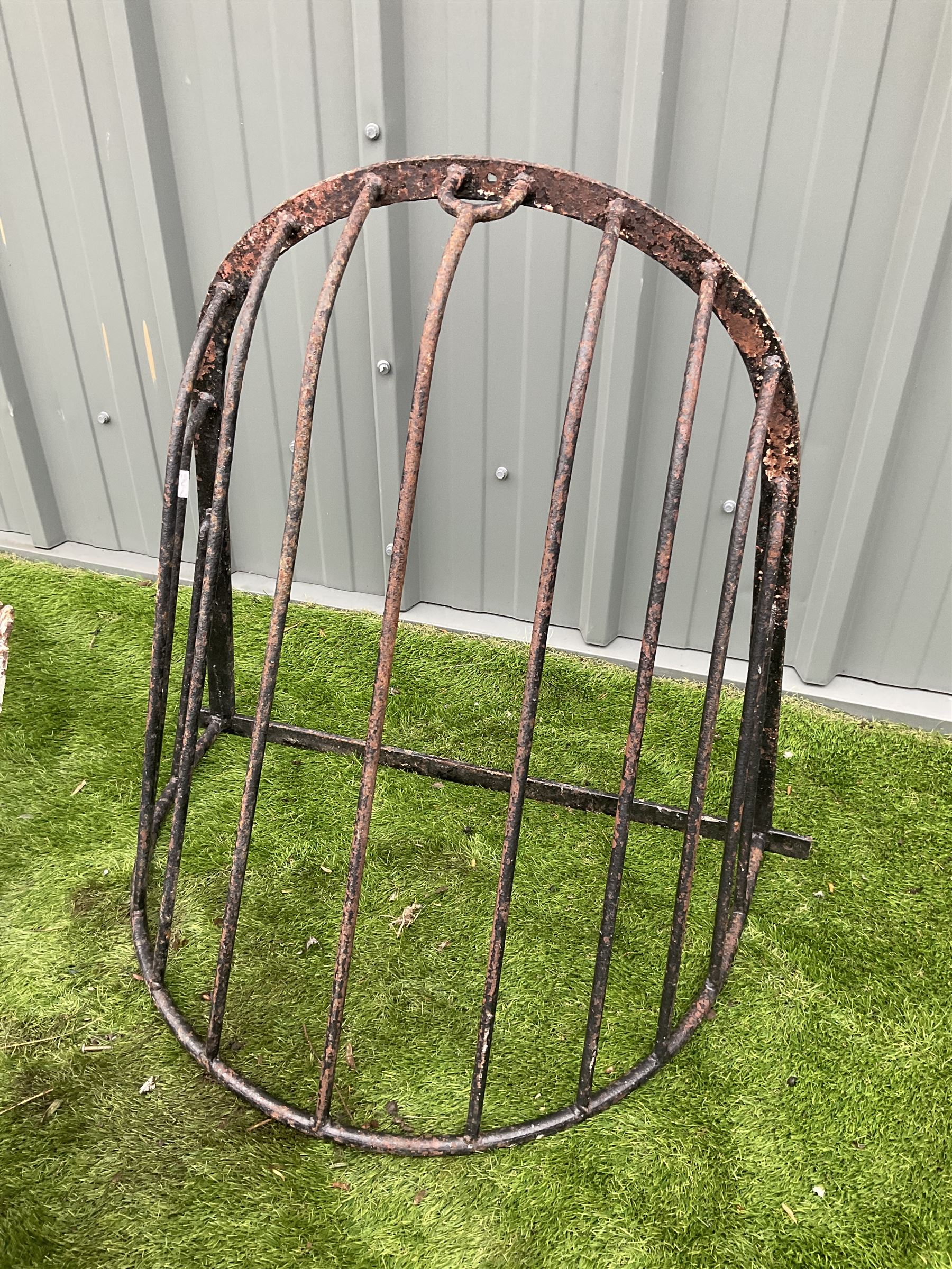 Pair of hay racks and triangular shape cast iron planter - THIS LOT IS TO BE COLLECTED BY APPOINTMENT FROM DUGGLEBY STORAGE, GREAT HILL, EASTFIELD, SCARBOROUGH, YO11 3TX