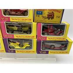 Matchbox Models of Yesteryear - two early models Y7-2 and Y12-1; and eighteen other models Y1-2, Y2-2, Y2-3, two x Y3-2, Y4-3, Y5-3, Y6-3, Y8-2, Y8-3, Y9-2, Y10-3, Y11-2, two x Y12-2, Y13-2, Y14-2 and Y16-2; all boxed (20)