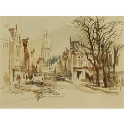 William Anthony 'Tony' Denison (British 1937-): Bruges Street Scene, watercolour signed 18cm x 24cm