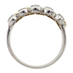 18ct white and yellow gold diamond interlocking pear shaped design ring, hallmarked, total diamond weight 0.75 carat