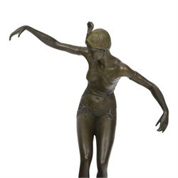  Art Deco style bronze figure of a dancer, upon a socle base, H37cm