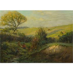 Ernest Higgins Rigg (Staithes Group 1868-1947): Children Playing in a Stream near Staithes...