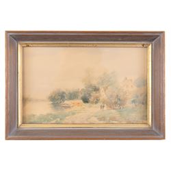 Willem Cornelis Bauer (Dutch 1862-1904): Path by a Lakeside, watercolour signed 12.5cm x 20cm