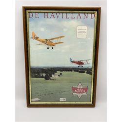 De Havilland Tiger Moth Diamond Jubilee Woburn 1991 signed limited edition poster No.165/300, 57 x 40cm, mahogany stained frame.