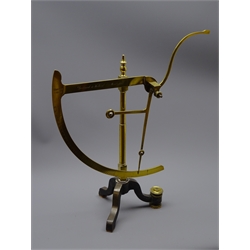  Victorian brass yarn scale by Goodbrand & Holland, Manchester on cast iron tri-form base, H53cm  