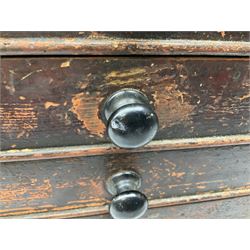 Early 20th Century Dewhurst table top chest, decorated with gilded 'Dewhurst's Sylko Machine Twist Strong Lustrous' lettering above six long drawers with names and numbers of cotton also detailed in gilt, H39cm