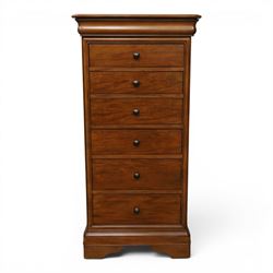 Willis & Gambier - mahogany tall chest, rectangular chamfered top, with frieze drawer with...