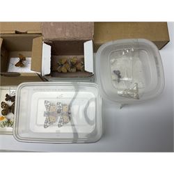 Entomology; large collection of pinned butterflies and moths, to include Cream-spotted Tiger moth, Adonis Blue butterfly, Orange tip butterfly, Swallowtail butterfly etc  