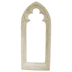 Pair of cast stone Gothic lancet shaped window frames 
