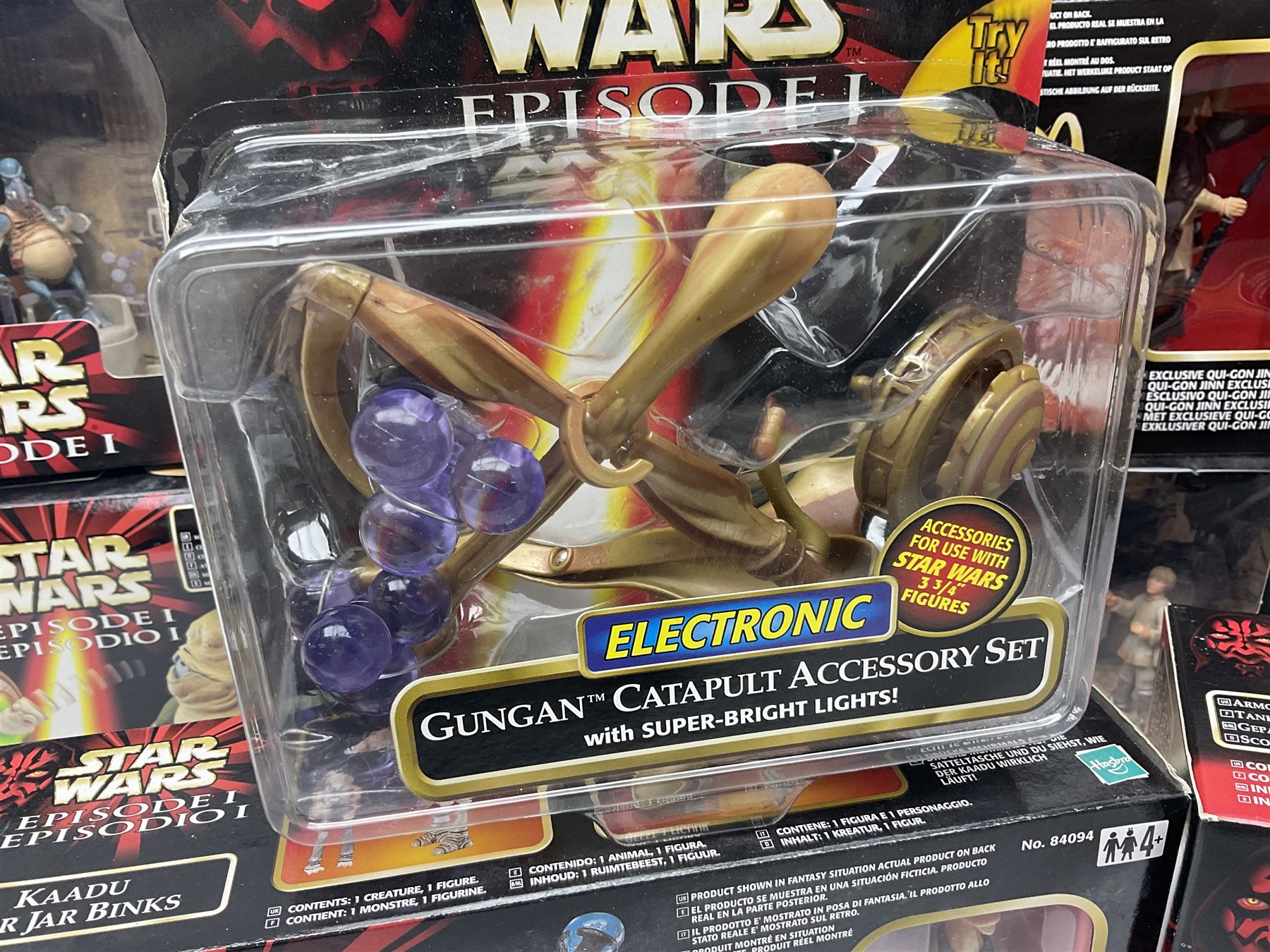 Star Wars - Episode 1 - Kaadu & Jar Jar Binks, Jabba The Hutt, two x Mos Espa Encounter, Opee & Qui-Gon Jinn, Watto's Box, Ammo Wagon & Falumpaset, Gungan Assault Cannon, Sith Speeder & Darth Maul, Armoured Scout Tank with Battle Droid and Gungan Catapult Accessory Set; all boxed (11)