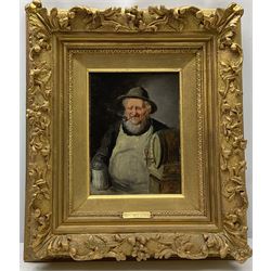 Constantin Stoitzner (Austrian 1863-1934): Men with Pipes, pair portrait oils on panel signed 20cm x 15cm (2) 