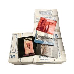 Collection of vinyl LP records in four boxes, mainly classical including The Organs of Bridlington Priory, Fernando Germani Plays Bach, Yehudi Menuhin, etc
