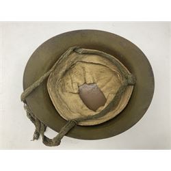 WW2 Japanese Army type 92 steel helmet with infantry star badge to centre, webbing liner and chin strap