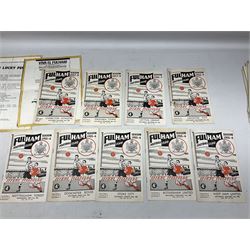 Fulham F.C. programmes - twenty-seven home matches 1949/50 - 1957/58; and two photocopies of memorabilia items