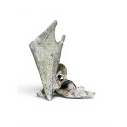 Composite stone sculptured figure playing a guitar, and a shell sculpture (2)