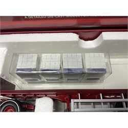 Corgi - three limited edition Hauliers of Renown lorries; CC13715 Scania R Series Topline Houghton Parkhouse 'The Professional' Livestock Transporter Chris Waite Transport; CC13812 Mercedes-Benz Actros Curtainside Eddie Stobart Ltd/Knauf; and CC13911 Foden Alpha Flatbed Trailer & Peat load R.J. & I. Monkhouse Ltd; all boxed with slipcases (3)