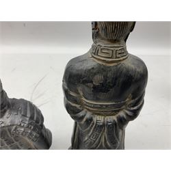 Five Chinese terracotta warrior style figures, tallest H23cm