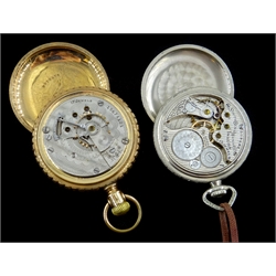  Gold plated pocket watch by Paillard non-magnetic watch company Chicago Ill. U.S.A no 15674121 case by Fahys Montauk and a South Bend Ind U.S.A nickeloid pocket watch no 509483  