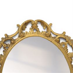 Rococo design gilt framed oval wall mirror, pierced frame with foliate design 