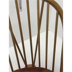 Ercol armchair, spindle back, turned supports with loose cushions 