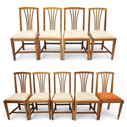 Knightman - set of nine cherrywood dining chairs, with fan splat backs and upholstered sea...
